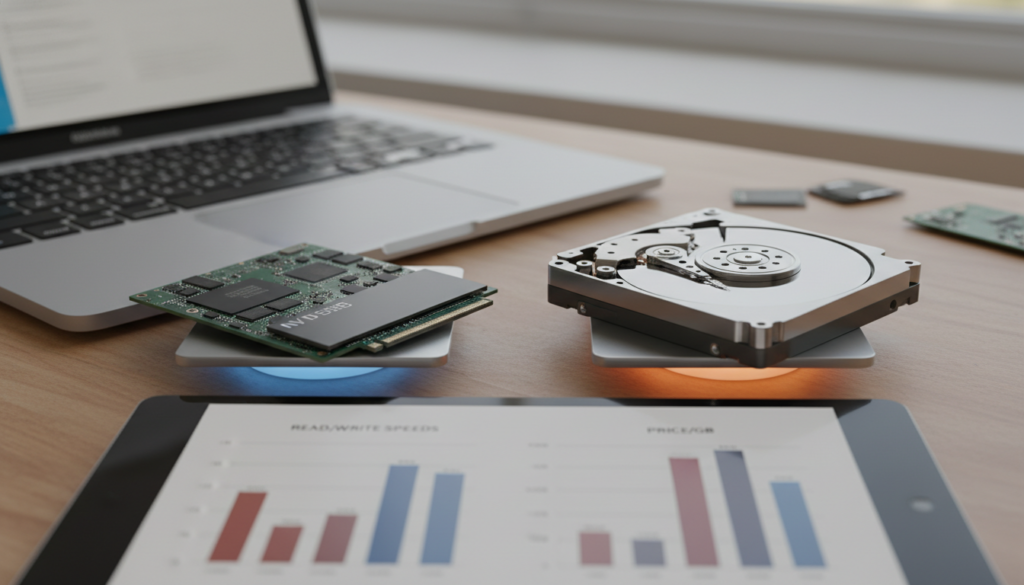 Editorial photograph for article about: SSD vs HDD Laptop Storage: The Complete 2026 Performance & Value Guide