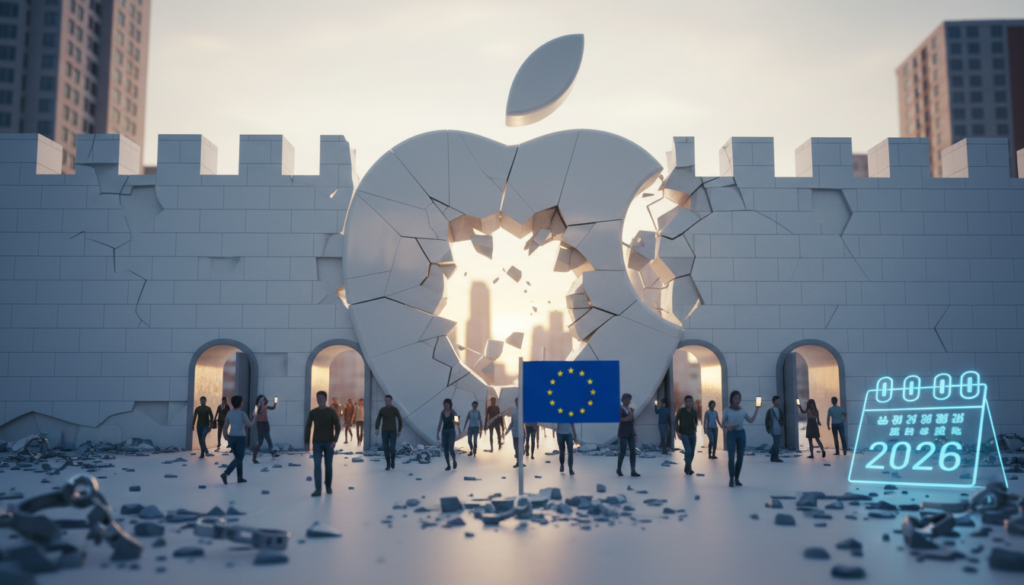Editorial photograph for article about: Apple\'s App Store Fortress Crumbles: How EU\'s DMA Victory Will Transform Your iPhone
