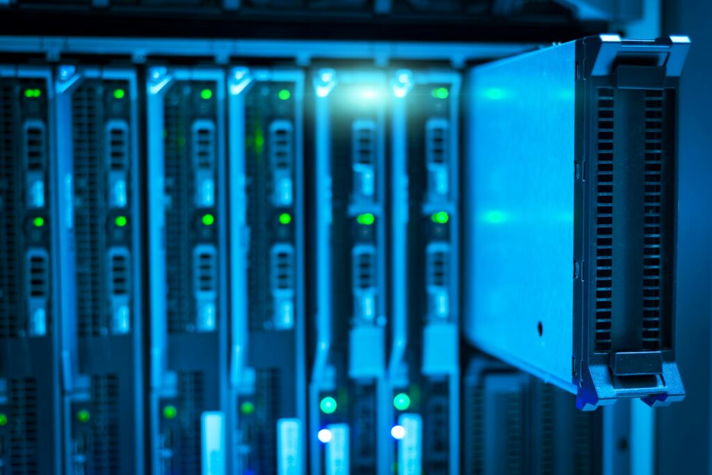 Detailed view of a server rack with a focus on technology and data storage. (Photo by panumas nikhomkhai on Pexels)